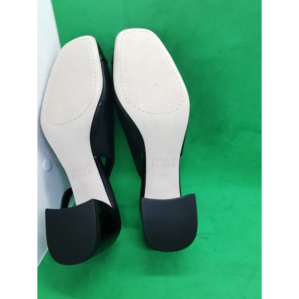 Donald Pliner Women's Amore Slingback Pump Black Leather Shoes Sandals Size 8M